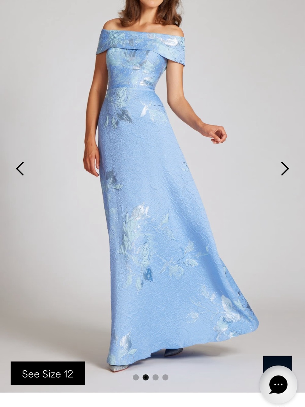 Teri Jon Light Blue One-Shoulder Floral Jacquard Gown - Picture 2 of 2